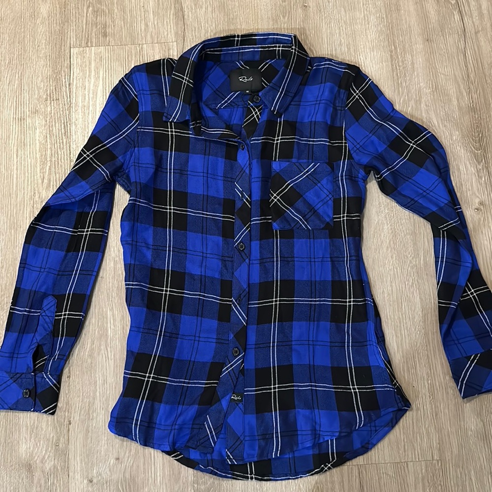 NWT Rails super soft flannel in XS-cobalt blue and black plaid